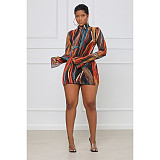 Tie Dye Flare Long Sleeve Bodycon Dress ASL-6538