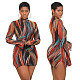 Tie Dye Flare Long Sleeve Bodycon Dress ASL-6538