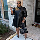 Plus Size Half Sleeve Black PU Leather Dress NY-2293