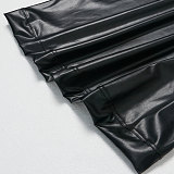 Plus Size Half Sleeve Black PU Leather Dress NY-2293
