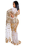 Single Shoulder Sequin Mesh High Waist Evening Dress OSS-21495