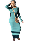 Letter Full Sleeve Skinny High Waist Maxi Dress ZAND-31183
