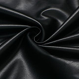 Plus Size Half Sleeve Black PU Leather Dress NY-2293
