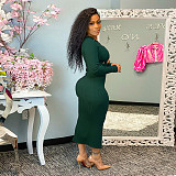 Ribbed Knitted Hollow Out Bandage Maxi Dresses OSS-21432