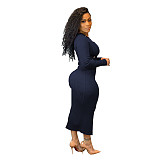 Ribbed Knitted Hollow Out Bandage Maxi Dresses OSS-21432