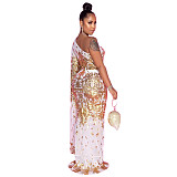 Single Shoulder Sequin Mesh High Waist Evening Dress OSS-21495