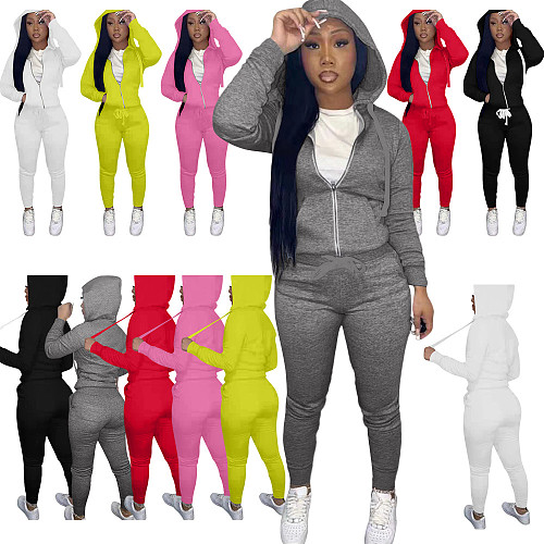 Zipper Hooded Sweatshirts Sport Pants Tracksuit XING-087