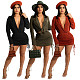 Velvet Long Sleeve Shirt+Ruched Bodycon Skirts Suit YF-10016