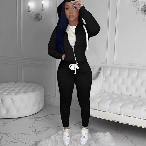 Zipper Hooded Sweatshirts Sport Pants Tracksuit XING-087