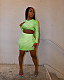Striped Long Sleeve Crop Top+Mni Skirt Sets SHA-86290