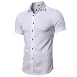Men's Solid Color Short Sleeve Business Slim Fit Shirt WYMY-010