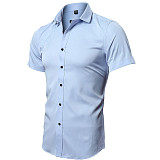 Men's Solid Color Short Sleeve Business Slim Fit Shirt WYMY-010