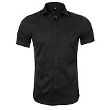 Men's Solid Color Short Sleeve Business Slim Fit Shirt WYMY-010