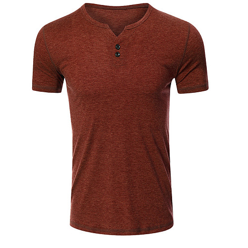 Men Cotton Design V-Neck Button Classic T Shirt WYMY-191121