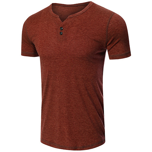 Men Cotton Design V-Neck Button Classic T Shirt WYMY-191121