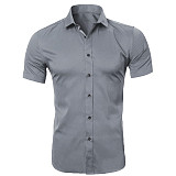 Men's Solid Color Short Sleeve Business Slim Fit Shirt WYMY-010