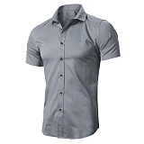 Men's Solid Color Short Sleeve Business Slim Fit Shirt WYMY-010