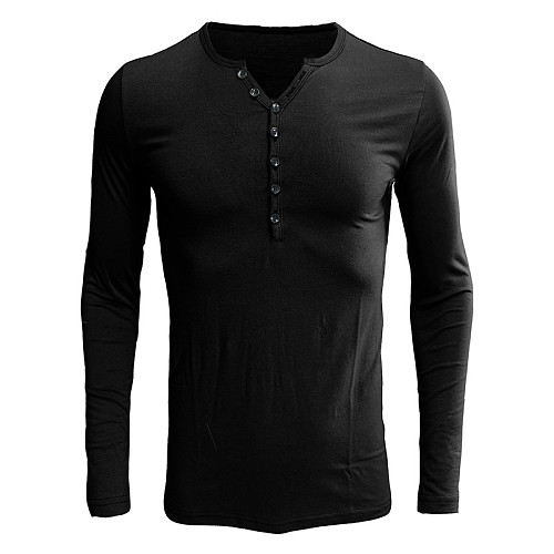 Men Solid Long Sleeve Design Slim Button T-shirts WYMY-200527