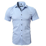 Men's Solid Color Short Sleeve Business Slim Fit Shirt WYMY-010