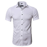 Men's Solid Color Short Sleeve Business Slim Fit Shirt WYMY-010