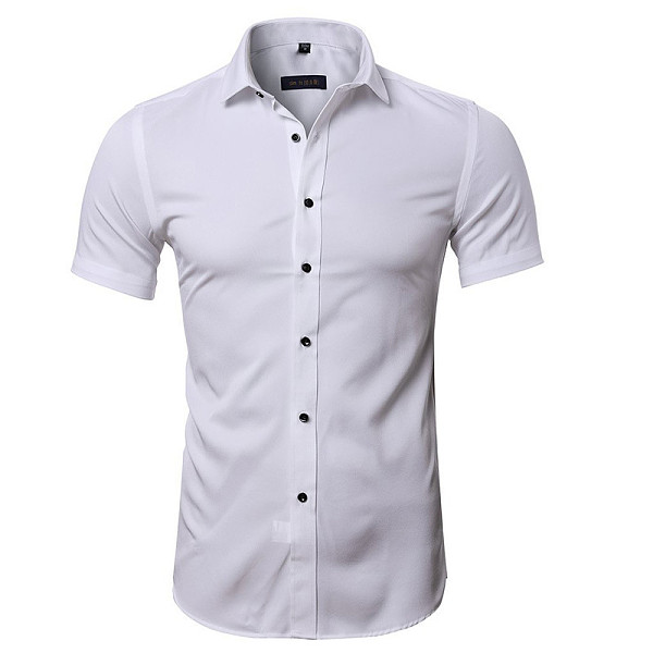Men's Solid Color Short Sleeve Business Slim Fit Shirt WYMY-010