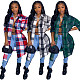 Classic Plaid Shirt Woolen Long Coat XY-9120