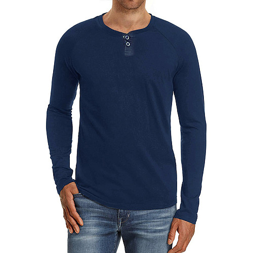 Men Casual Solid Color Long Sleeve T Shirt WYMY-0731