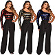 Sequins One Shoulder Long Sleeve Wide Leg Jumpsuit OSM-3331