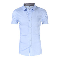 Men Short Sleeve Lapel Button Down Business Shirts WYMY-2131