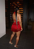 Solid Spaghetti Strap Backless Club Party Tassel Rompers AIL-202