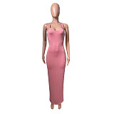 Spaghetti Strap Sleeveless Bodycon Pencil Maxi Dress NIK-273