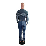 Back Tassel Casual Loose Cropped Denim Jacket LX-3525
