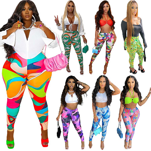 Color Printing High Waist Yoga Fitness Pants FSL-181