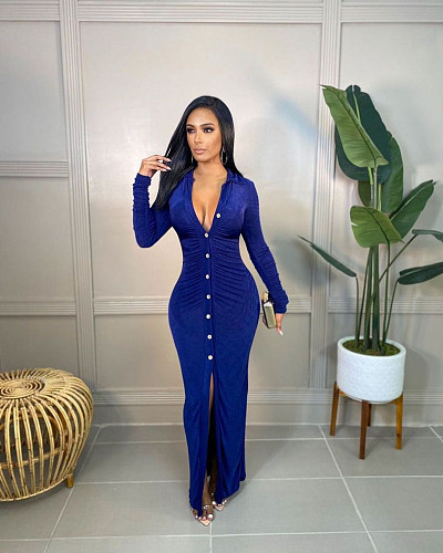 Ruched Long Sleeve Bodycon Velvet Dress SHD-9804