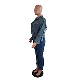 Back Tassel Casual Loose Cropped Denim Jacket LX-3525