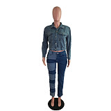 Back Tassel Casual Loose Cropped Denim Jacket LX-3525