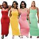 Spaghetti Strap Sleeveless Bodycon Pencil Maxi Dress NIK-273