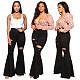 All-match Ripped Hole Denim Stretch Flared Pants HSF-2364