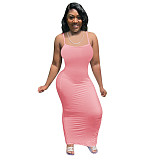Spaghetti Strap Sleeveless Bodycon Pencil Maxi Dress NIK-273