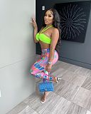 Color Printing High Waist Yoga Fitness Pants FSL-181