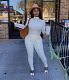 White Long Sleeve T Shirts Skinny Pants Casual Set LM-8302