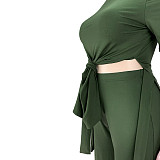 Casual Short Sleeve Shirt and Wide Leg Pants Set ASL-7070