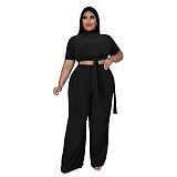 Casual Short Sleeve Shirt and Wide Leg Pants Set ASL-7070