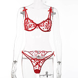 See-through Mesh Embroidered Bra Set SHFE-W548