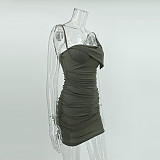 Solid Spaghetti Strap Ruched Bodycon Dresses MS-1697