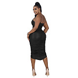 Cut Out Spaghetti Straps Ruched Bodycon Dresses OSS-21486
