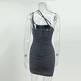 Solid Spaghetti Strap Ruched Bodycon Dresses MS-1697