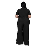 Casual Short Sleeve Shirt and Wide Leg Pants Set ASL-7070