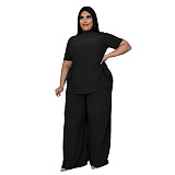 Casual Short Sleeve Shirt and Wide Leg Pants Set ASL-7070