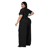 Casual Short Sleeve Shirt and Wide Leg Pants Set ASL-7070